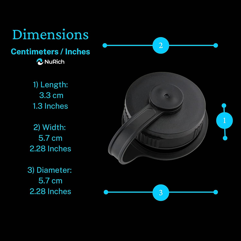 NuRich Loop Top Lid for Wide Mouth Hydro Flask, Nalgene &amp; Simple Water Bottles M213E