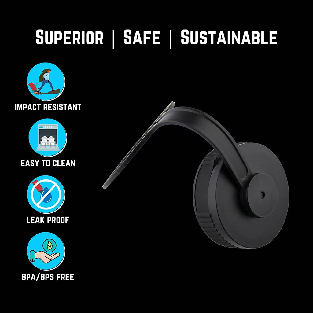 NuRich Loop Top Lid for Wide Mouth Hydro Flask, Nalgene &amp; Simple Water Bottles M213E