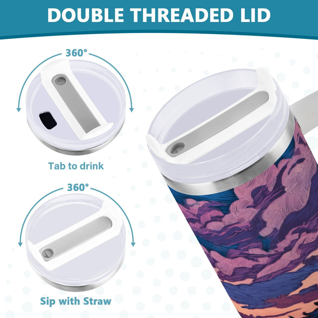 40 oz Insulated Stainless Steel Tumbler Double Wall Stainless Steel Tumbler with 2-Way Drinking Wild Horses Running M506K