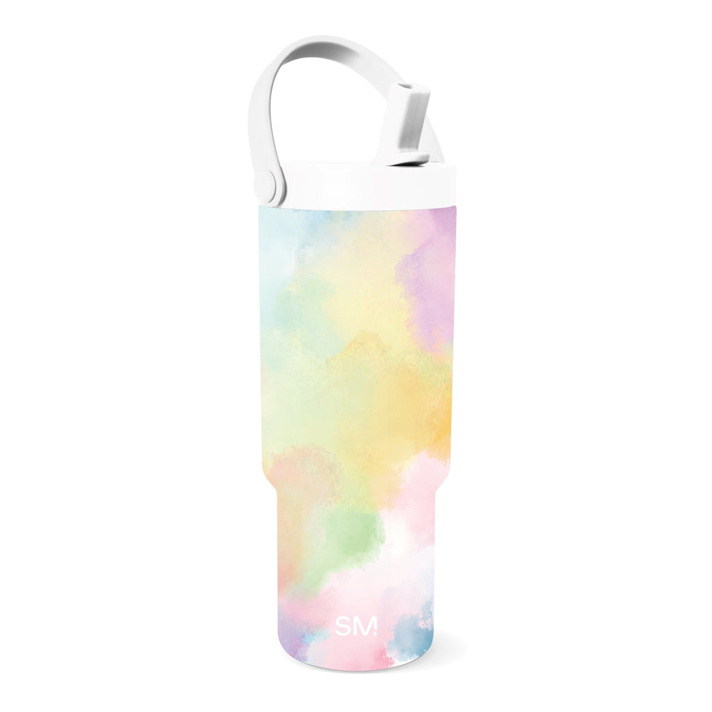 Simple Modern 24 fl oz Insulated Stainless Steel Trek Pivot Tumbler with Straw Lid and Top Handle|Cotton Candy Tie Dye M407K