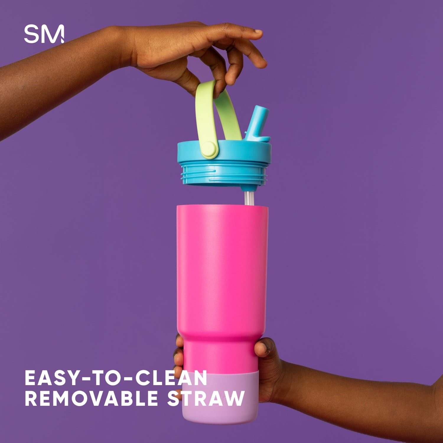 Simple Modern 24 fl oz Insulated Stainless Steel Trek Pivot Tumbler with Straw Lid and Top Handle|Cotton Candy Tie Dye M407K