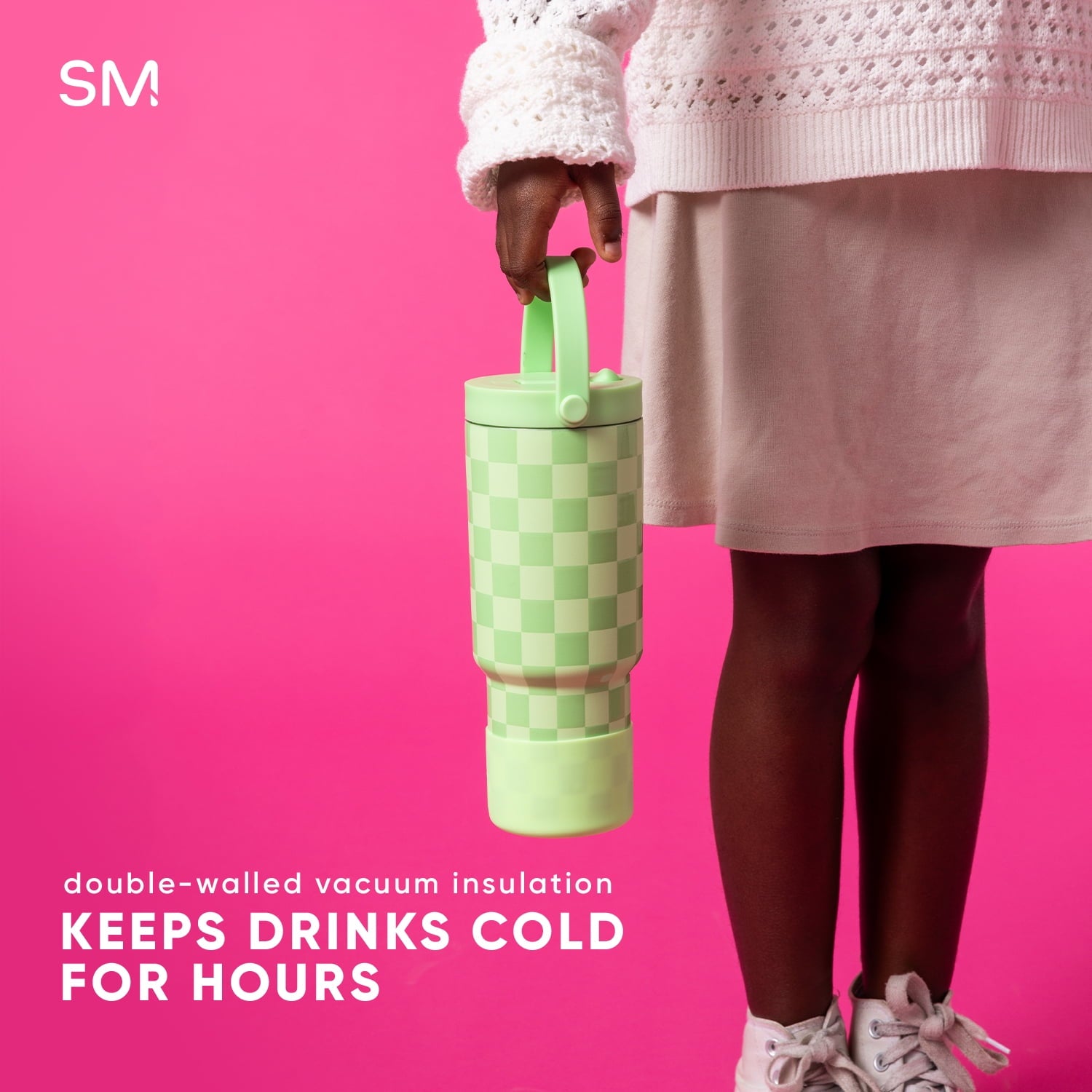 Simple Modern 24 fl oz Insulated Stainless Steel Trek Pivot Tumbler with Straw Lid and Top Handle|Cotton Candy Tie Dye M407K