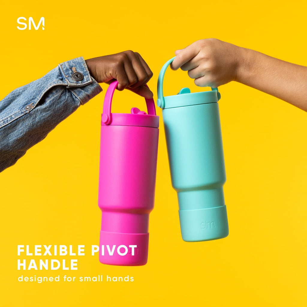 Simple Modern 24 fl oz Insulated Stainless Steel Trek Pivot Tumbler with Straw Lid and Top Handle|Cotton Candy Tie Dye M407K