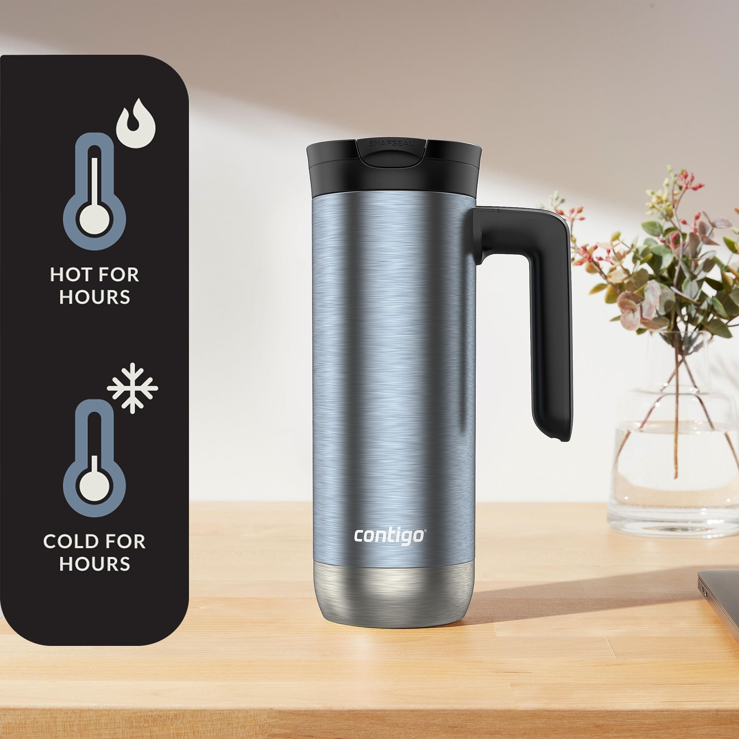 Contigo 20 oz. Superior 2.0 SnapSeal Stainless Steel Travel Mug - Dark Ice M35E
