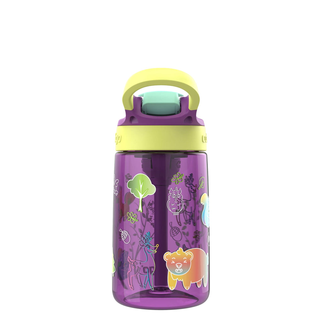Contigo Kids Water Bottle with Redesigned AUTOSPOUT Straw, 14 oz, Grape Forest Haven M03W