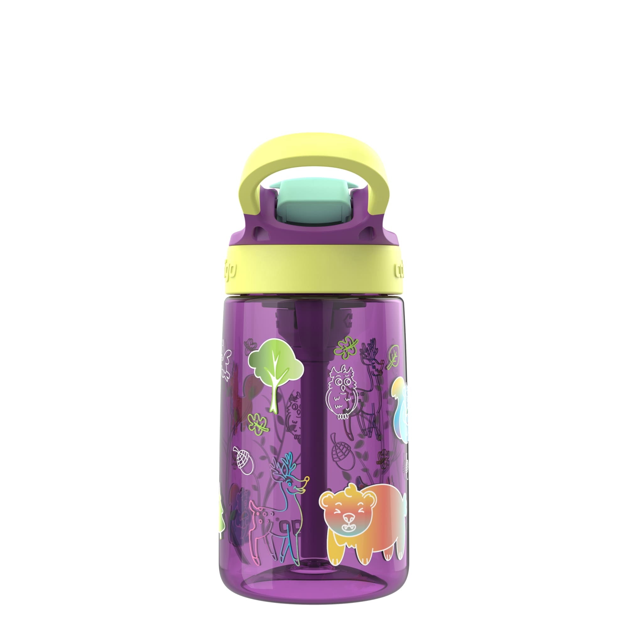 Contigo Kids Water Bottle with Redesigned AUTOSPOUT Straw, 14 oz, Grape Forest Haven M03W