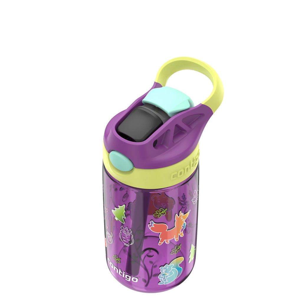 Contigo Kids Water Bottle with Redesigned AUTOSPOUT Straw, 14 oz, Grape Forest Haven M03W