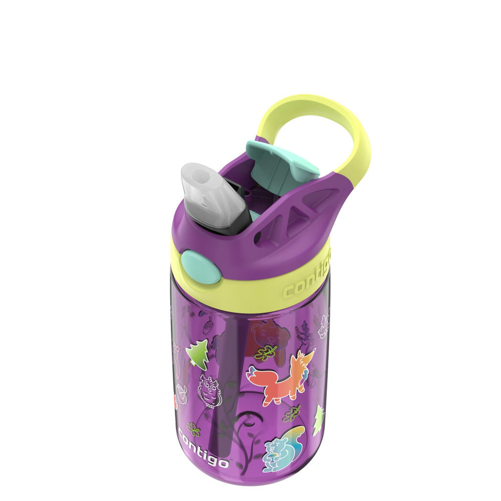 Contigo Kids Water Bottle with Redesigned AUTOSPOUT Straw, 14 oz, Grape Forest Haven M03W