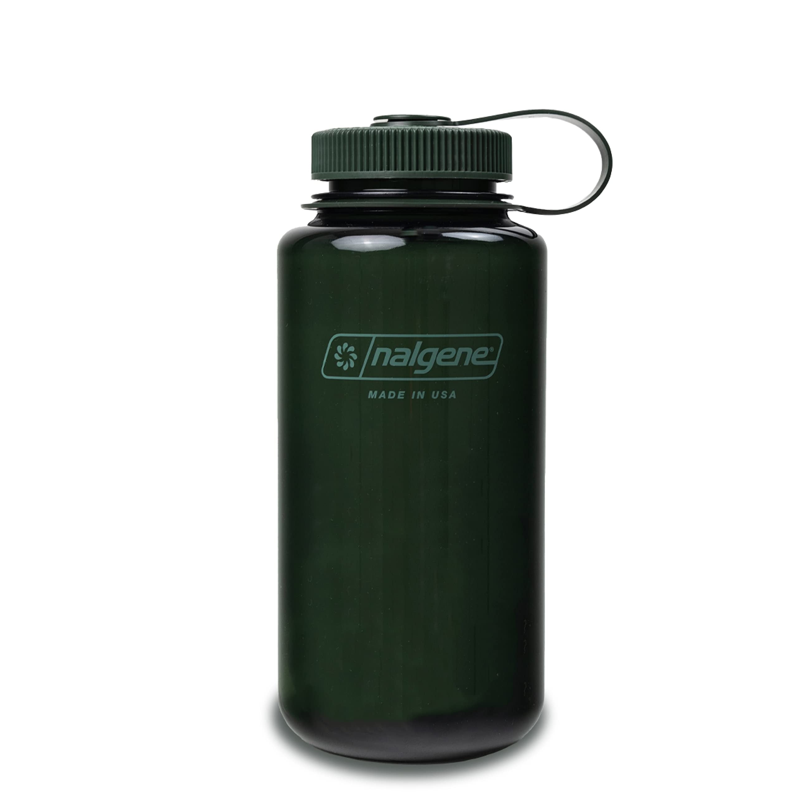 Nalgene Monochrome BPA-Free Recycled Reusable Water Bottle for Backpacking, Hiking, Gym - 32 oz Shatterproof Jade M140Z