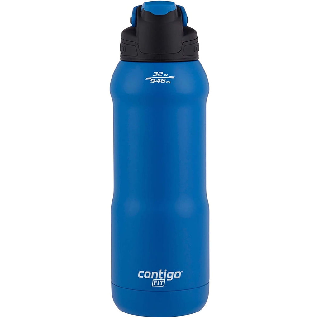 Contigo Fit Stainless Steel AUTOSPOUT Water Bottle with Straw, Blue Amp, 32 fl oz. M105Y