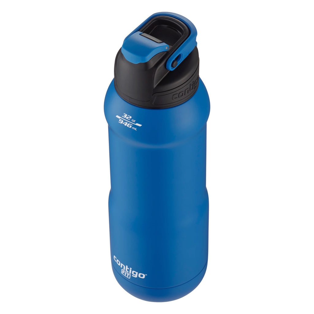 Contigo Fit Stainless Steel AUTOSPOUT Water Bottle with Straw, Blue Amp, 32 fl oz. M105Y