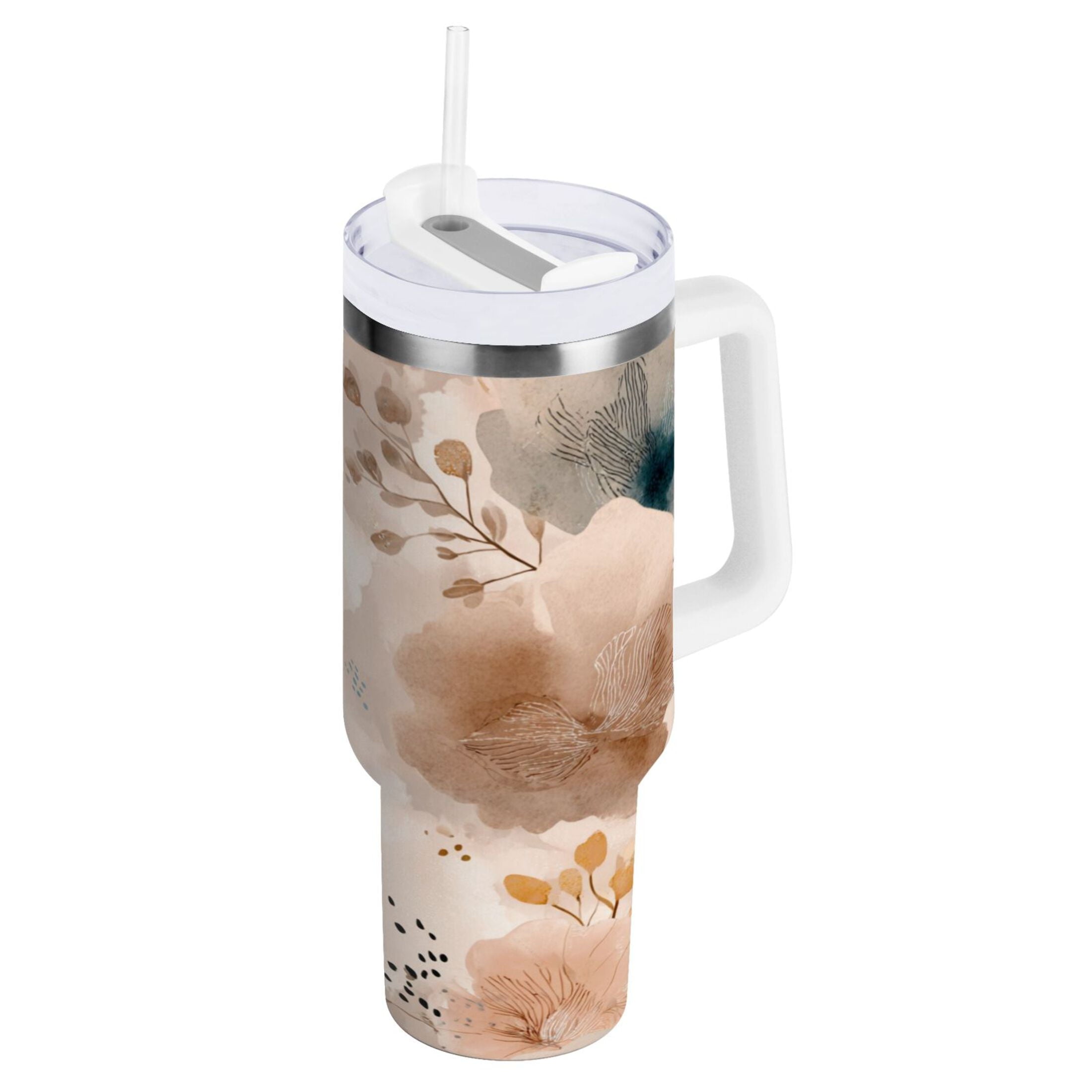 30 oz Insulated Stainless Steel Tumbler Double Wall Stainless Steel Tumbler with 2-Way Drinking Hazy Ethereal Flowers M445W
