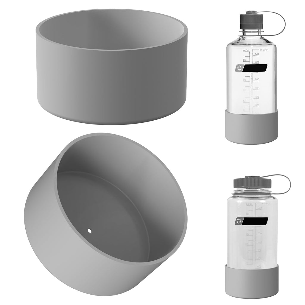 Linkidea 2 Pack Water Bottle Boot Compatible with Nalgene Sustain Wide Mouth 32oz/48oz, Narrow Mouth 32oz, Silicone Anti-Slip Bottle Bottom Bumper Protector (Grey) M219A