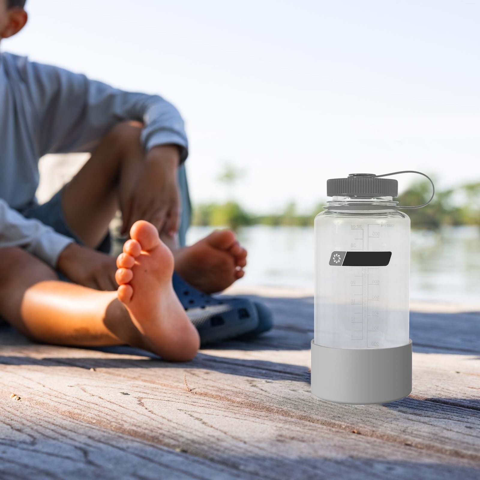 Linkidea 2 Pack Water Bottle Boot Compatible with Nalgene Sustain Wide Mouth 32oz/48oz, Narrow Mouth 32oz, Silicone Anti-Slip Bottle Bottom Bumper Protector (Grey) M219A