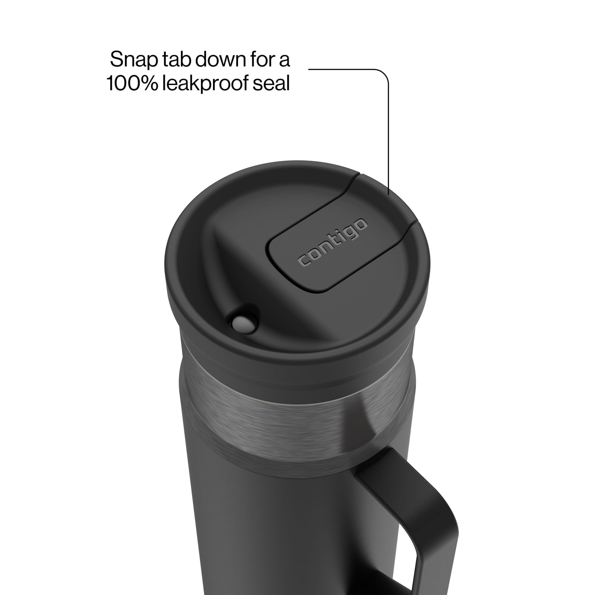 Contigo SnapSeal Leakproof Stainless Steel Reusable Water Bottle Tumbler with Side Handle, Dark Blue/Bronze, 20 oz M33R