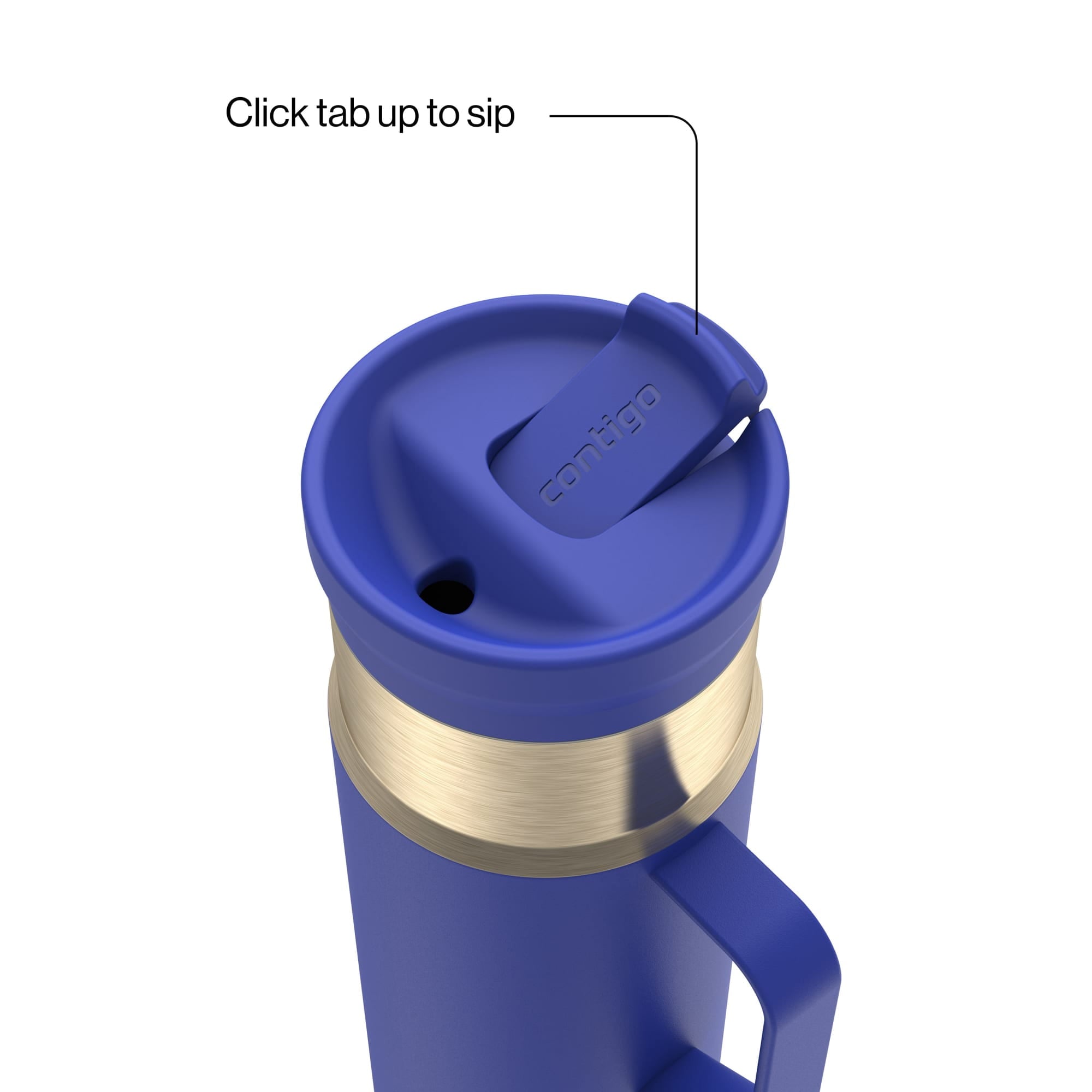 Contigo SnapSeal Leakproof Stainless Steel Reusable Water Bottle Tumbler with Side Handle, Dark Blue/Bronze, 20 oz M33R