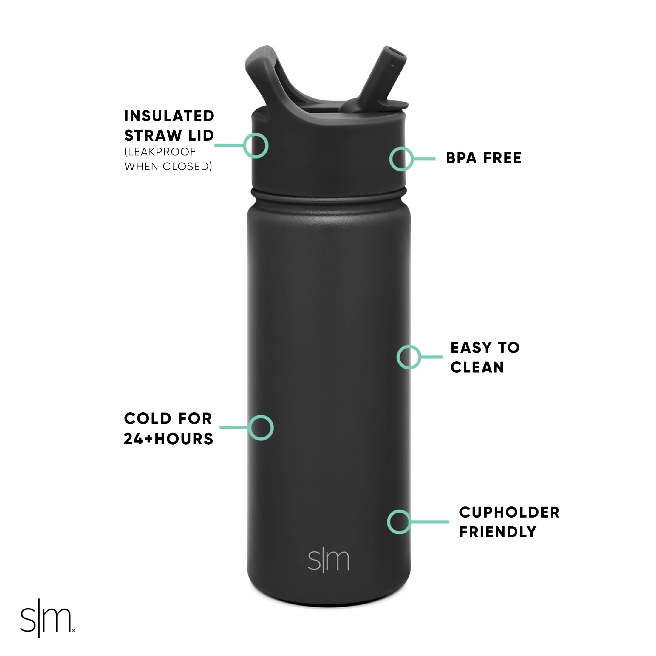 Simple Modern Summit Water Bottle Straw Lid Vacuum Insulated Stainless Steel Bottle | 18 fl oz M427H