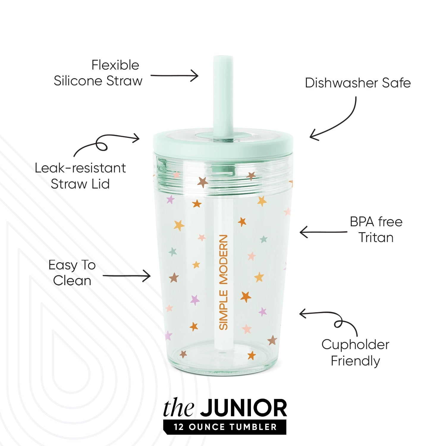 Simple Modern 12 fl oz Tritan Plastic Junior Tumbler with Silicone Straw Lid for Toddlers | Stars M399E