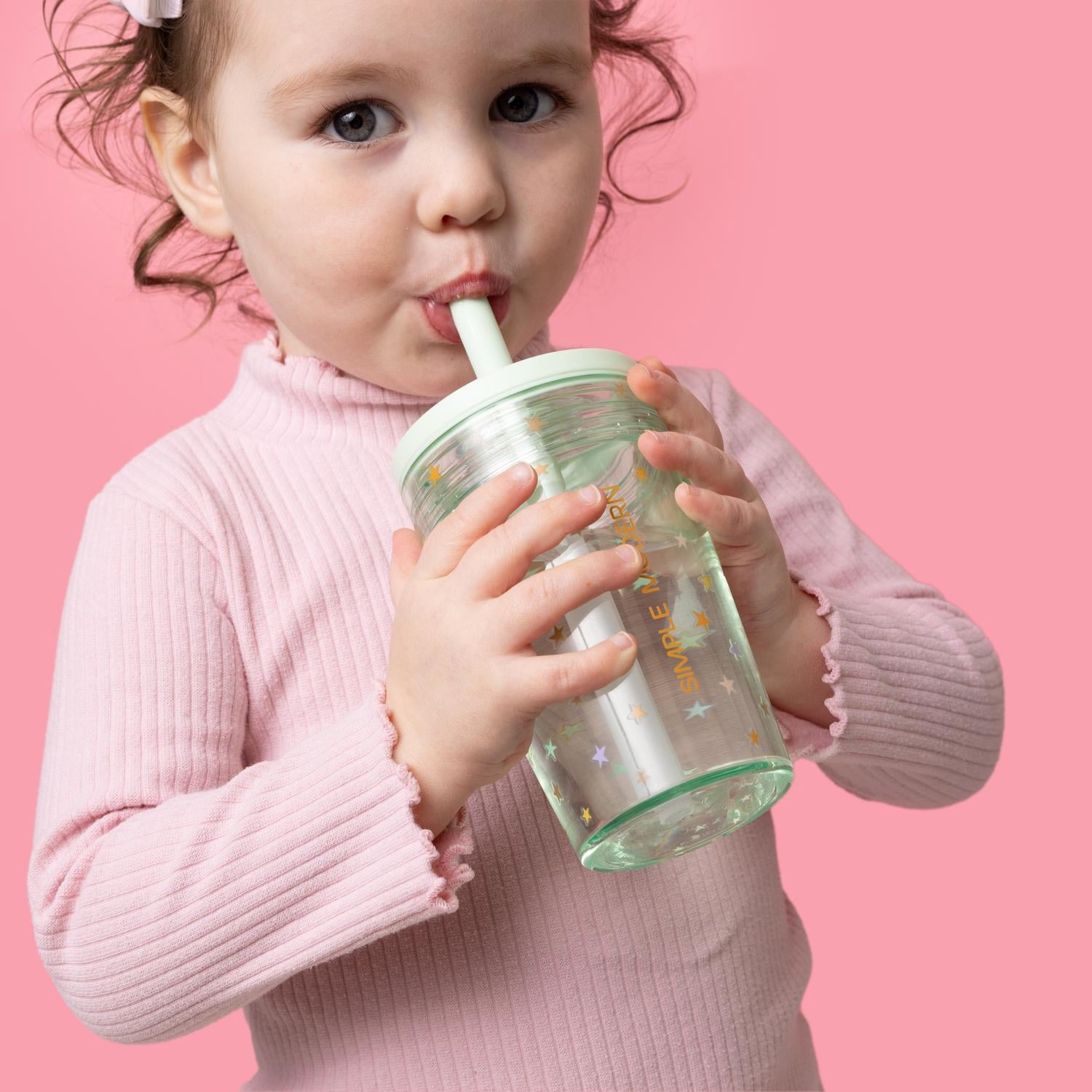 Simple Modern 12 fl oz Tritan Plastic Junior Tumbler with Silicone Straw Lid for Toddlers | Stars M399E