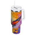 30 oz Insulated Stainless Steel Tumbler Double Wall Stainless Steel Tumbler with 2-Way Drinking Colorful Butterfly Flying M473N