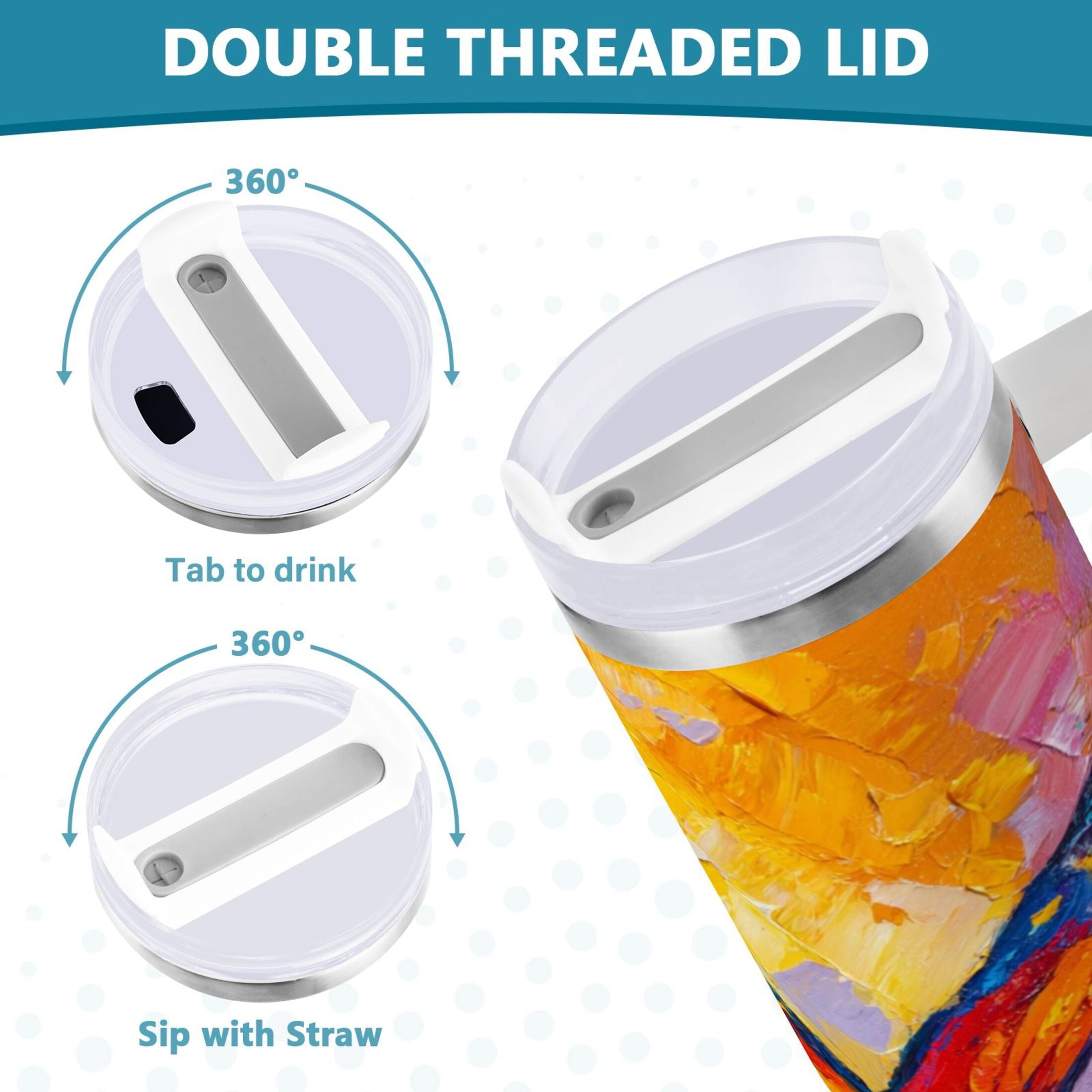 30 oz Insulated Stainless Steel Tumbler Double Wall Stainless Steel Tumbler with 2-Way Drinking Colorful Butterfly Flying M473N