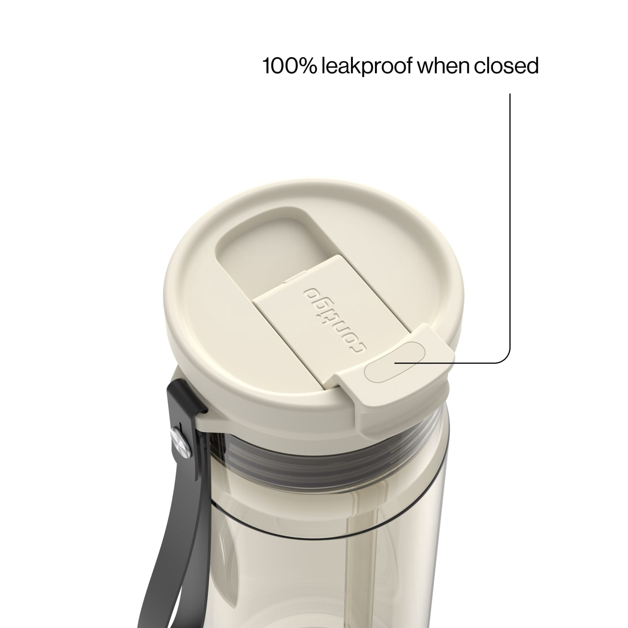 Contigo DualSip Leakproof Plastic Reusable Water Bottle with Carrying Strap, Black/Clear, 24 oz M47Z