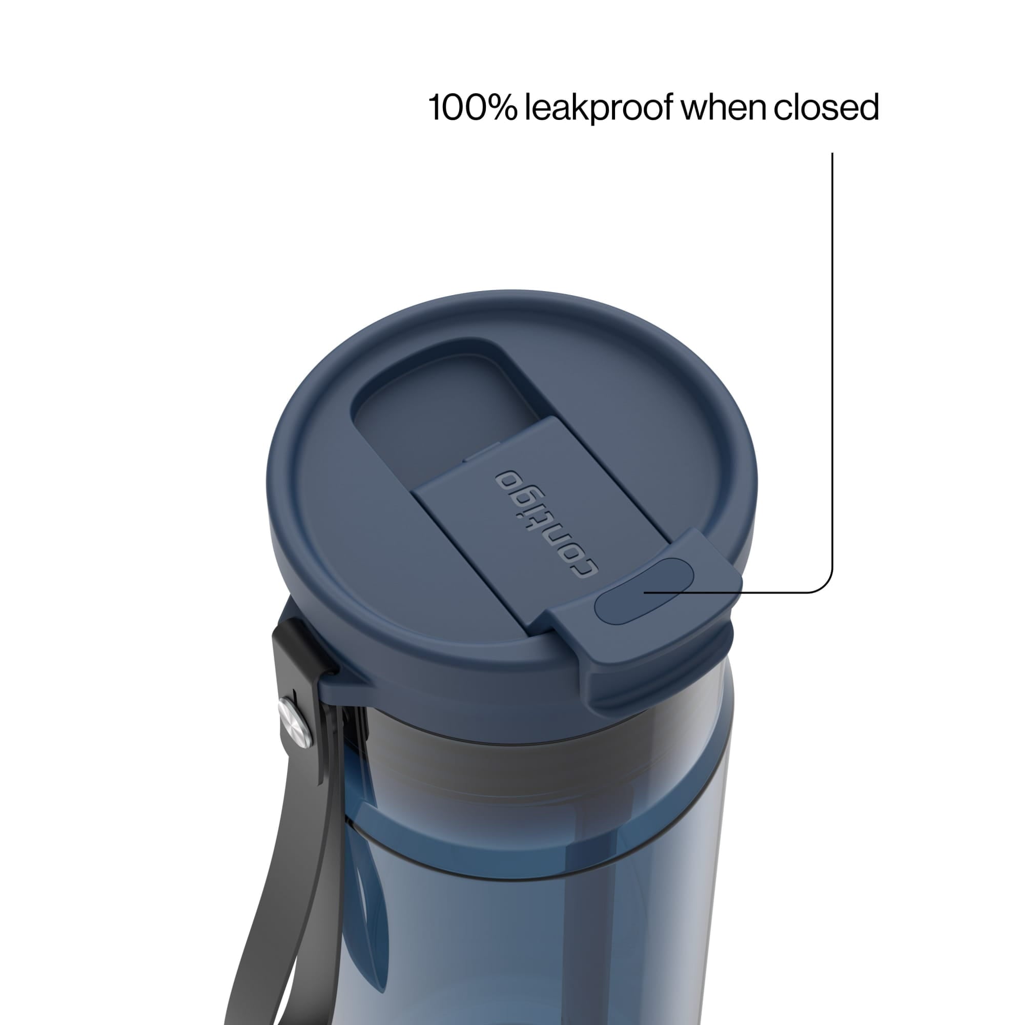 Contigo DualSip Leakproof Plastic Reusable Water Bottle with Carrying Strap, Black/Clear, 24 oz M47Z