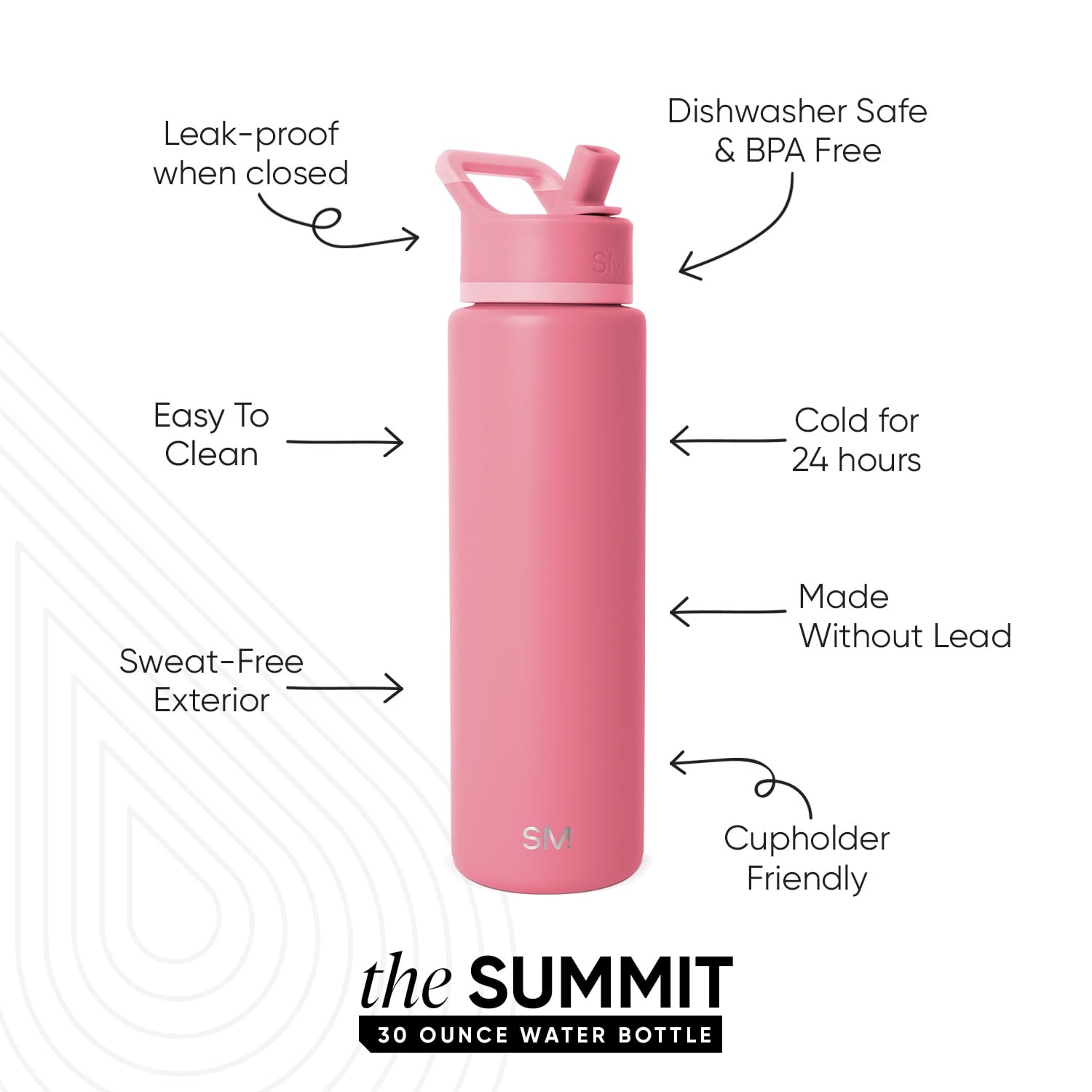 Simple Modern 30 fl oz Insulated Stainless Steel Summit Wide Mouth Water Bottle with Straw Lid | Slumberland M396Q