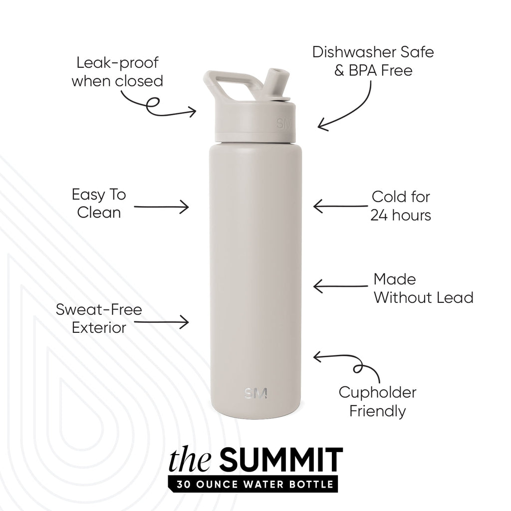 Simple Modern 30 fl oz Insulated Stainless Steel Summit Wide Mouth Water Bottle with Straw Lid | Slumberland M396Q