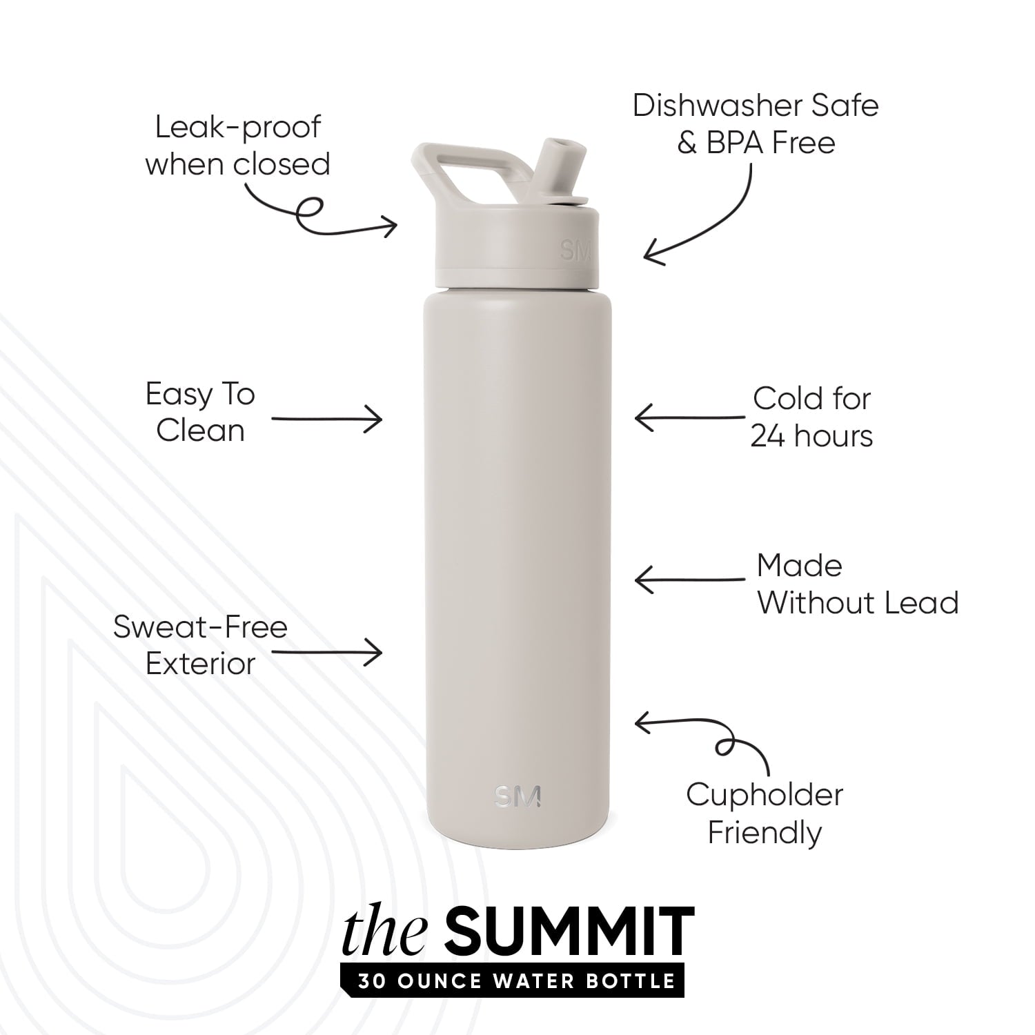 Simple Modern 30 fl oz Insulated Stainless Steel Summit Wide Mouth Water Bottle with Straw Lid | Slumberland M396Q