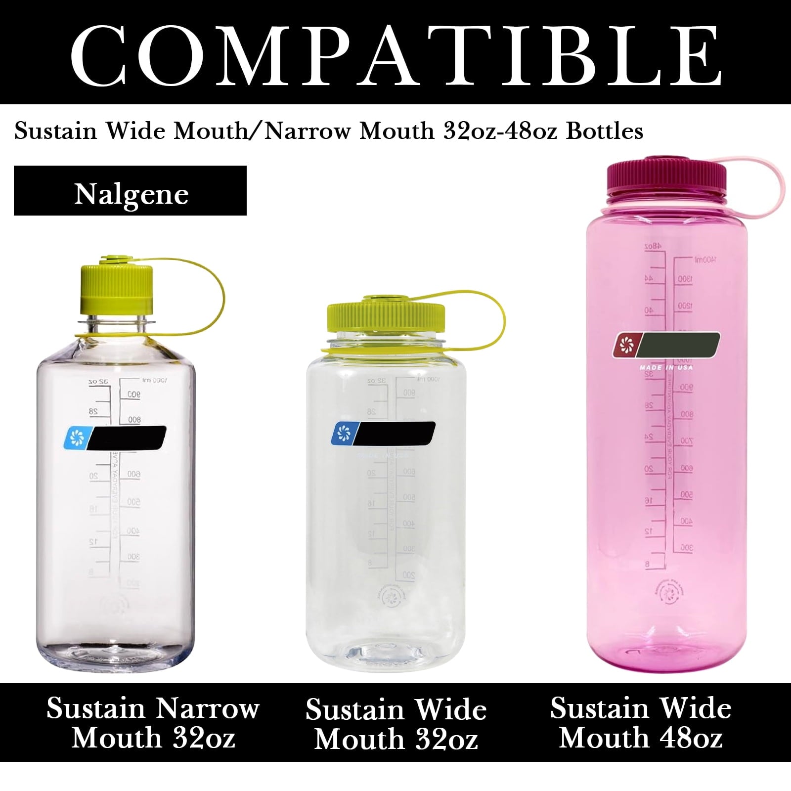 Linkidea 2 Pack Water Bottle Boot Compatible with Nalgene Sustain Wide Mouth 32oz/48oz, Narrow Mouth 32oz, Silicone Anti-Slip Bottle Bottom Bumper Protector (Clear White) M214D