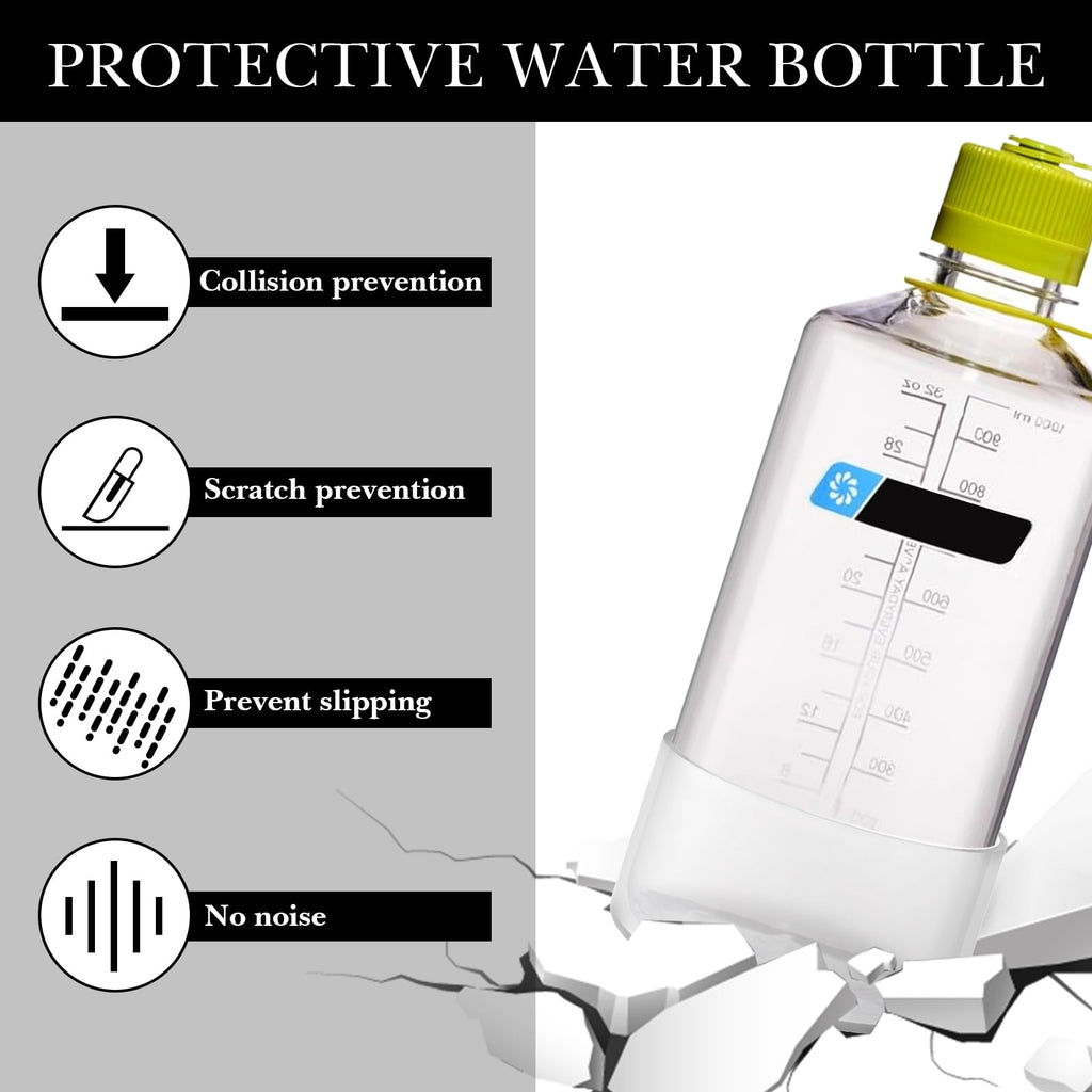 Linkidea 2 Pack Water Bottle Boot Compatible with Nalgene Sustain Wide Mouth 32oz/48oz, Narrow Mouth 32oz, Silicone Anti-Slip Bottle Bottom Bumper Protector (Clear White) M214D