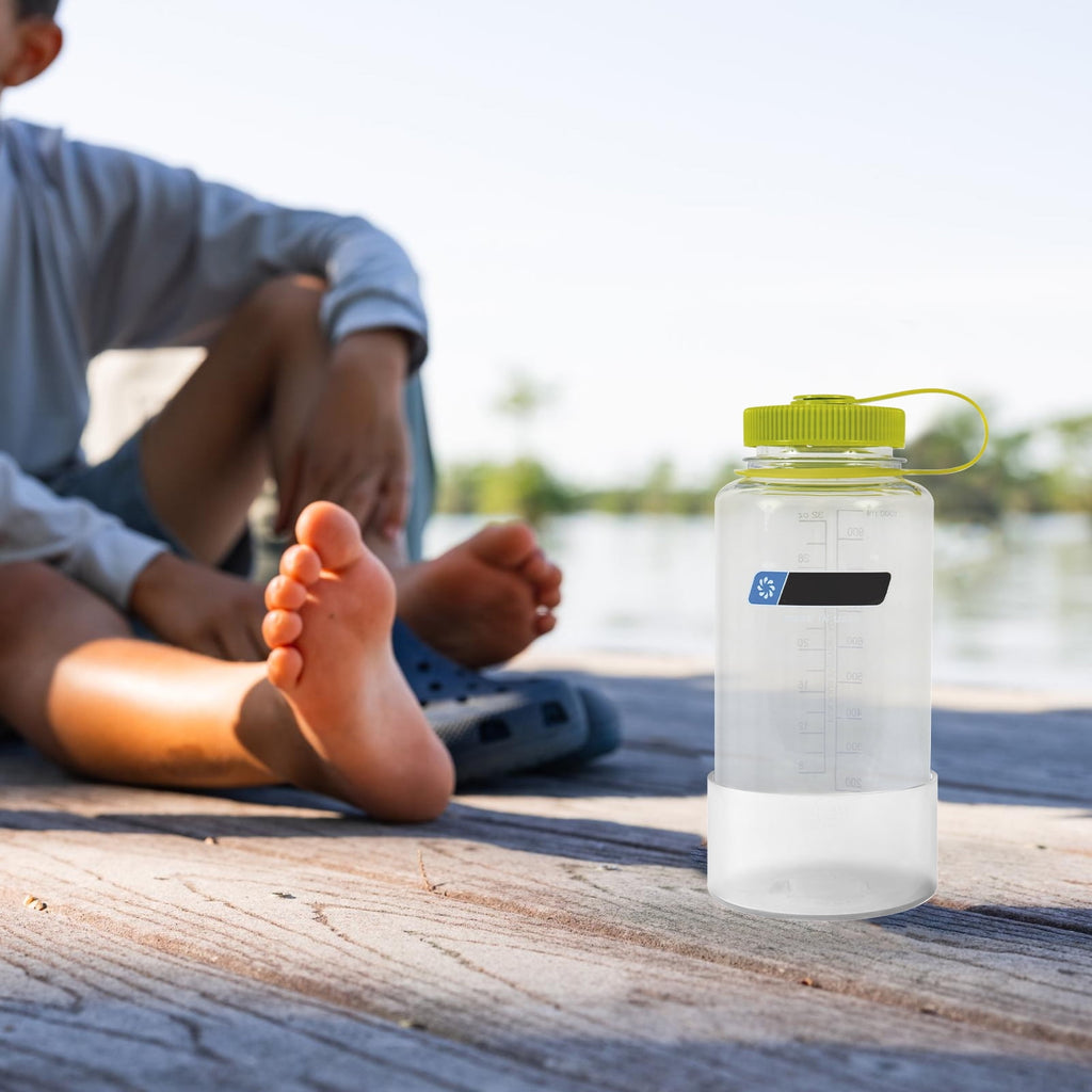 Linkidea 2 Pack Water Bottle Boot Compatible with Nalgene Sustain Wide Mouth 32oz/48oz, Narrow Mouth 32oz, Silicone Anti-Slip Bottle Bottom Bumper Protector (Clear White) M214D