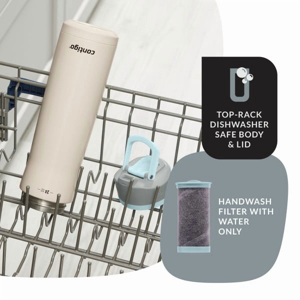 Contigo Clybourn Chill Stainless Steel FreeFlow Filter Water Bottle with AUTOSEAL, 24oz Salt M107V