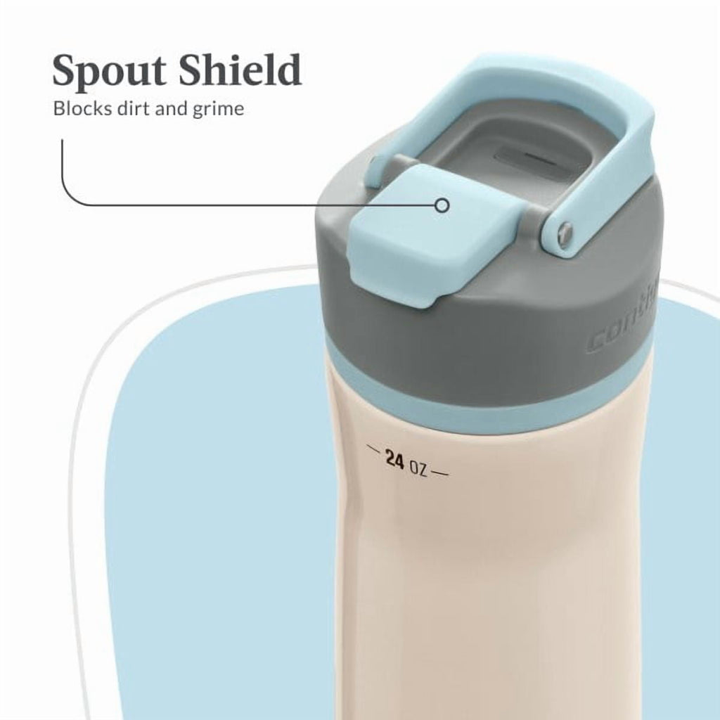 Contigo Clybourn Chill Stainless Steel FreeFlow Filter Water Bottle with AUTOSEAL, 24oz Salt M107V