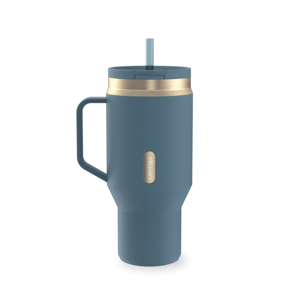 Contigo SnapSeal Leakproof Stainless Steel Reusable Water Bottle Tumbler with Side Handle, Black/Bronze, 30 oz M15H