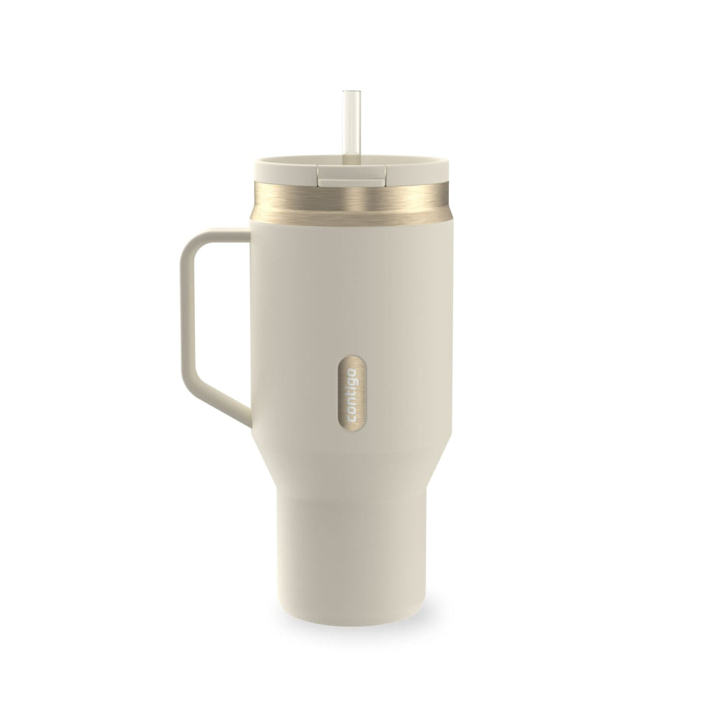Contigo SnapSeal Leakproof Stainless Steel Reusable Water Bottle Tumbler with Side Handle, Black/Bronze, 30 oz M15H