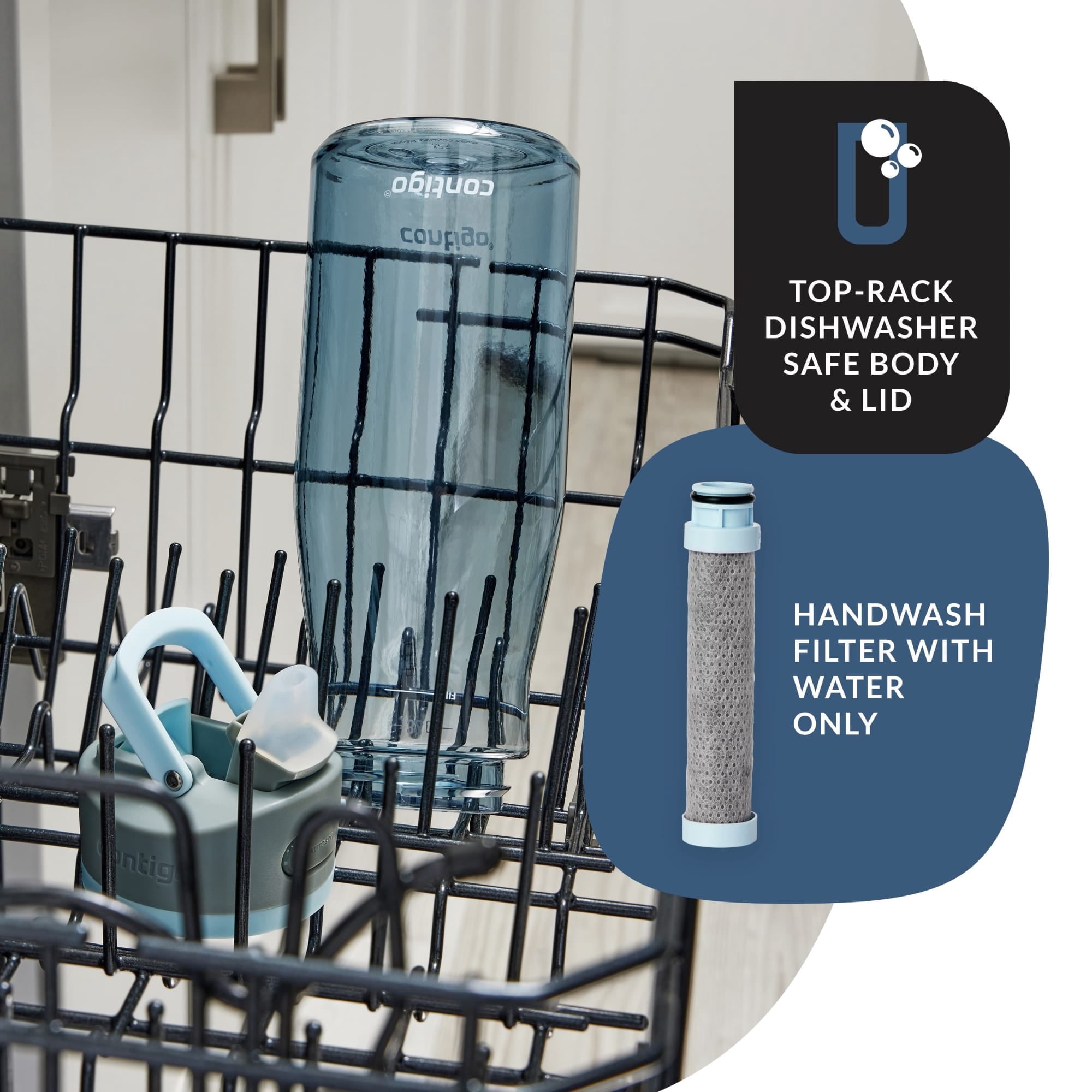 Contigo Wells Plastic Filter Water Bottle with AUTOSPOUT Straw Lid, 32 oz., Dark Ice M08K