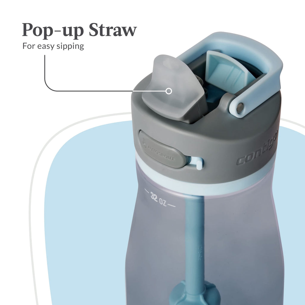 Contigo Wells Plastic Filter Water Bottle with AUTOSPOUT Straw Lid, 32 oz., Dark Ice M08K
