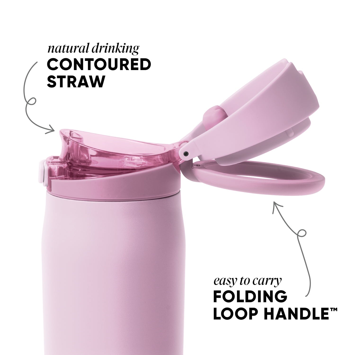 Simple Modern 24oz Mesa Loop Water Bottle with Covered Spout | Pink Champagne M409M