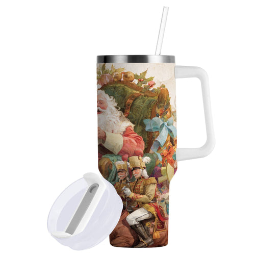 30 oz Insulated Stainless Steel Tumbler Double Wall Stainless Steel Tumbler with 2-Way Drinking Santa Claus Sitting in Chair M682P