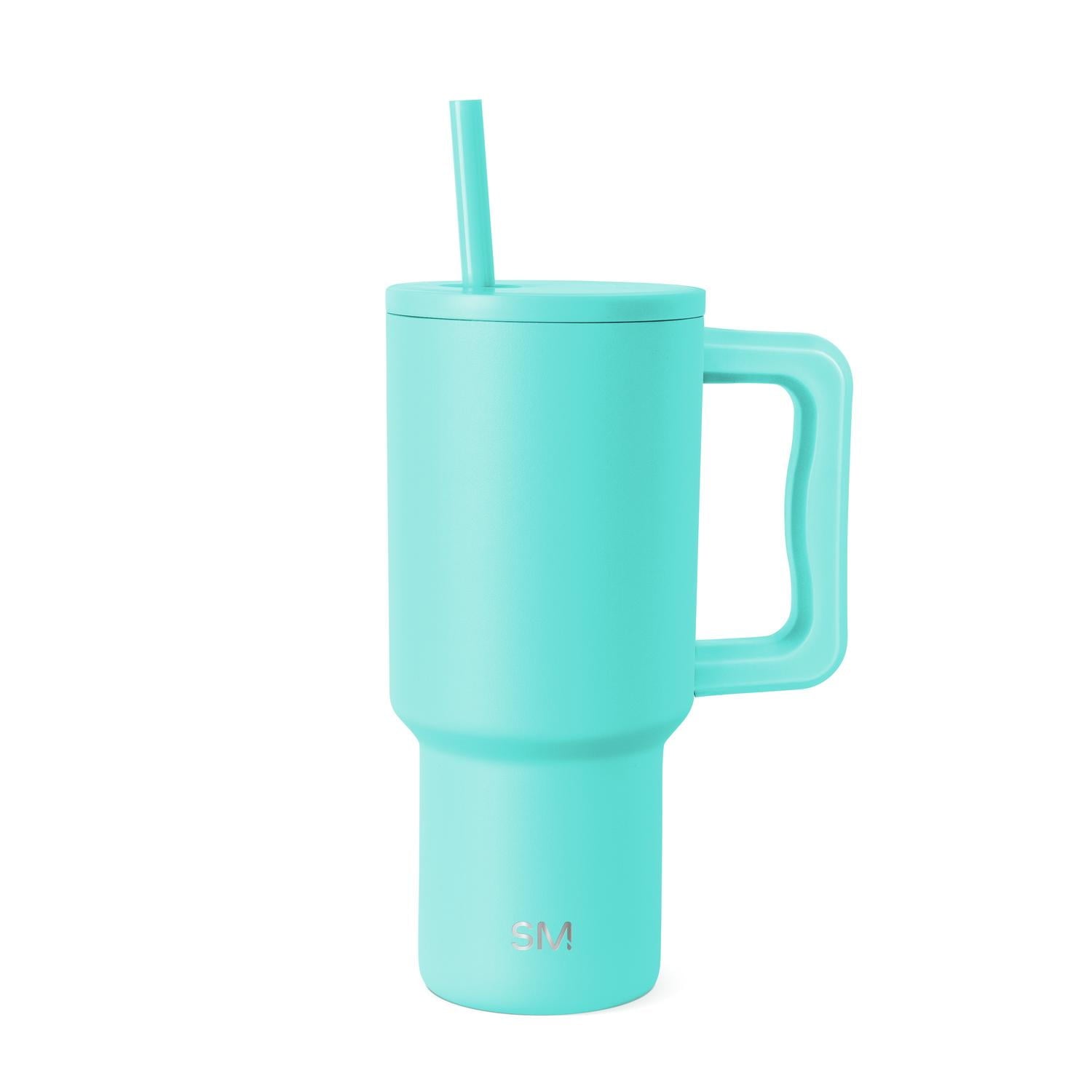 Simple Modern 30 fl oz Insulated Stainless Steel Trek Tumbler with Straw Lid | Seaglass Sage and Cream Checkmate M690P
