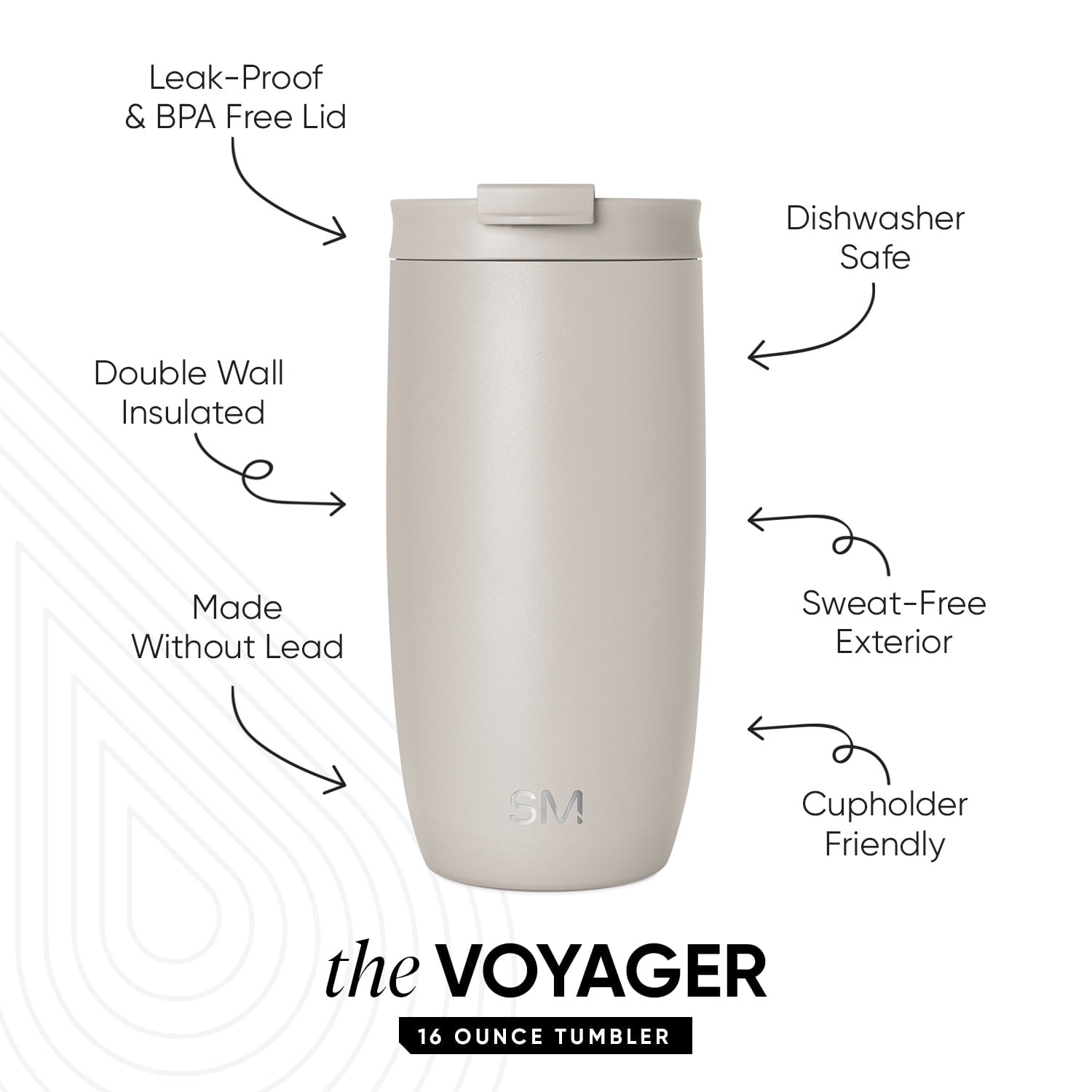 Simple Modern 16 fl oz Insulated Stainless Steel Voyager Coffee Tumbler with Insulated Flip Lid M394K