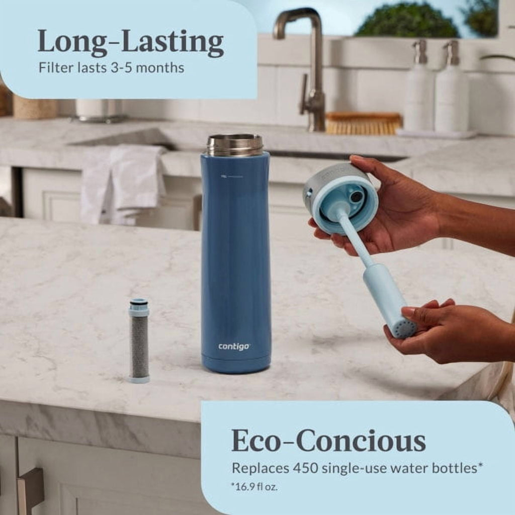 Contigo 24 oz. Wells Chill Stainless Steel Filter Bottle w/ Filters - Dark Ice M84T