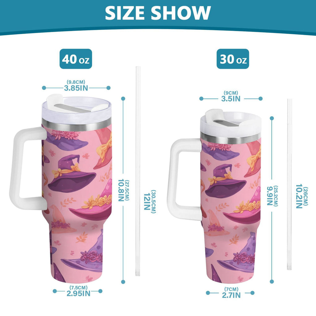 30 oz Insulated Stainless Steel Tumbler Double Wall Stainless Steel Tumbler with 2-Way Drinking Colorful Hat Pattern M543L