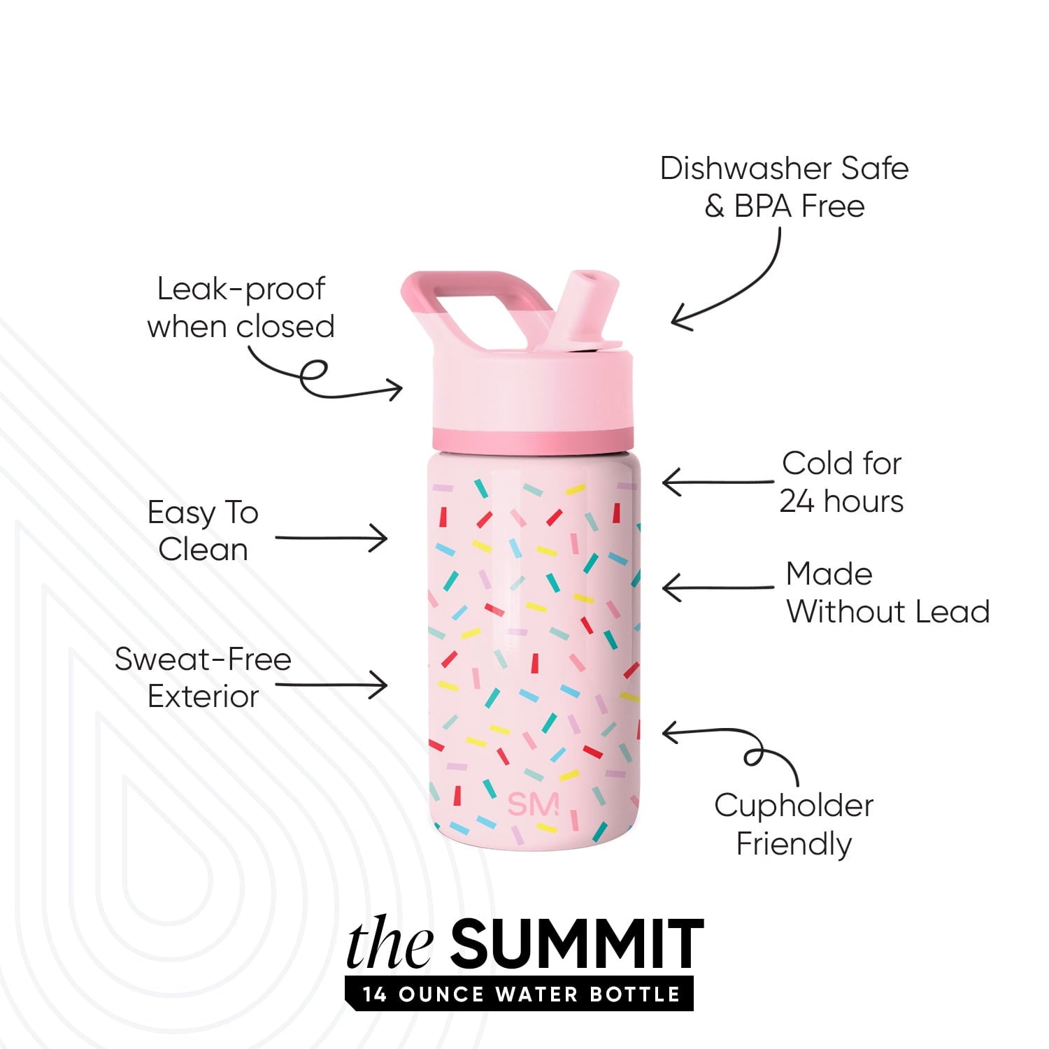 Simple Modern 14oz Summit Water Bottle with Straw Lid | Confetti M429E