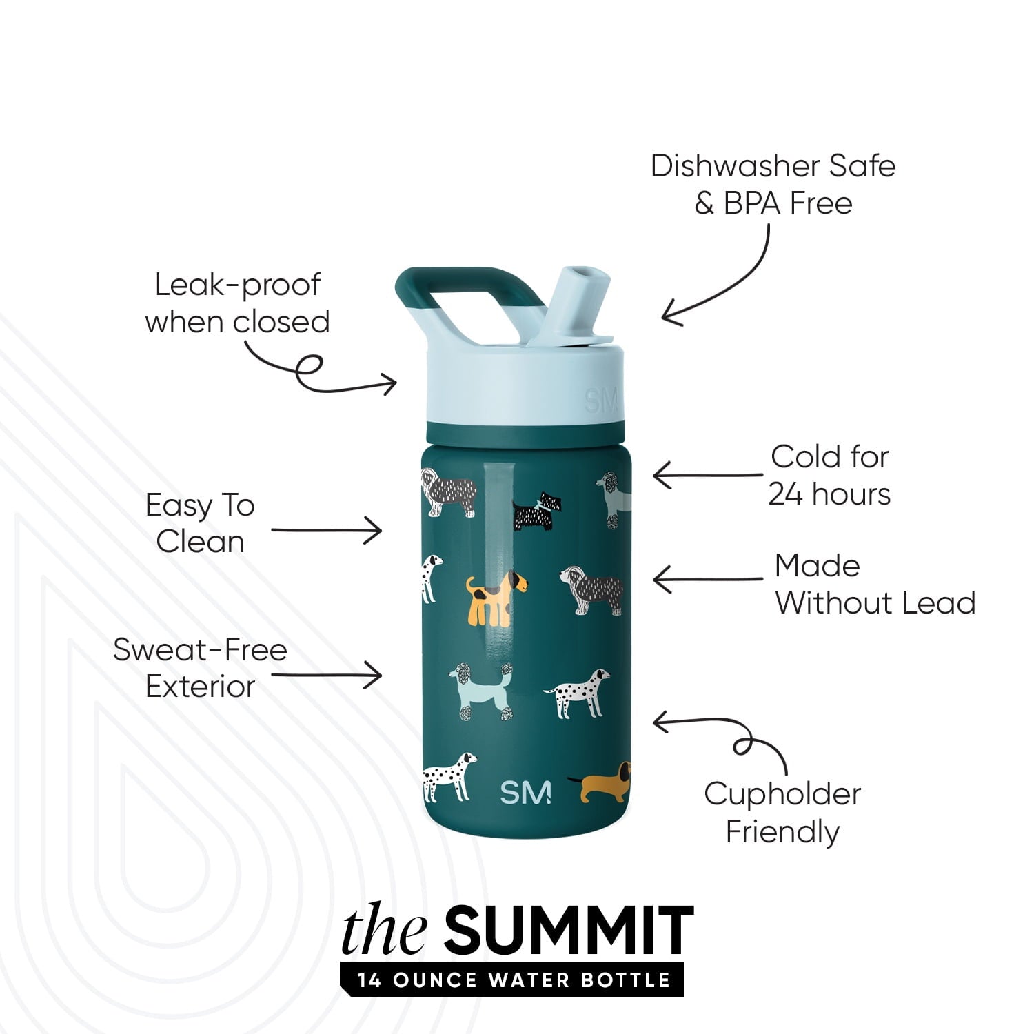 Simple Modern 14oz Summit Water Bottle with Straw Lid | Confetti M429E