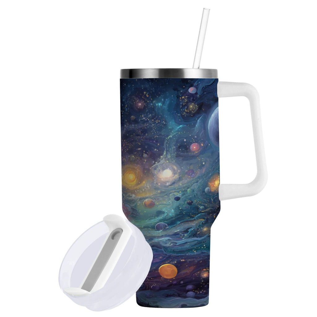 30 oz Insulated Stainless Steel Tumbler Double Wall Stainless Steel Tumbler with 2-Way Drinking Vibrant and Colorful Universe M453M