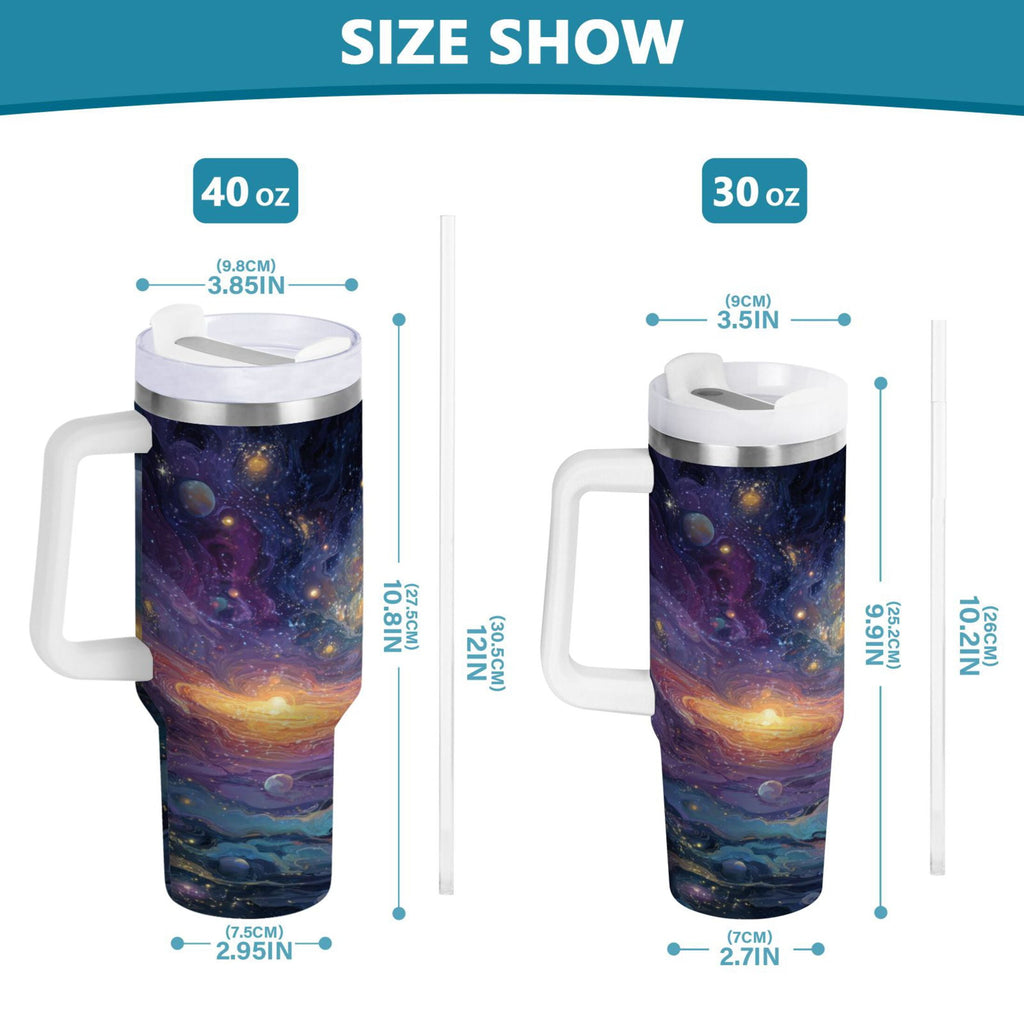 30 oz Insulated Stainless Steel Tumbler Double Wall Stainless Steel Tumbler with 2-Way Drinking Vibrant and Colorful Universe M453M