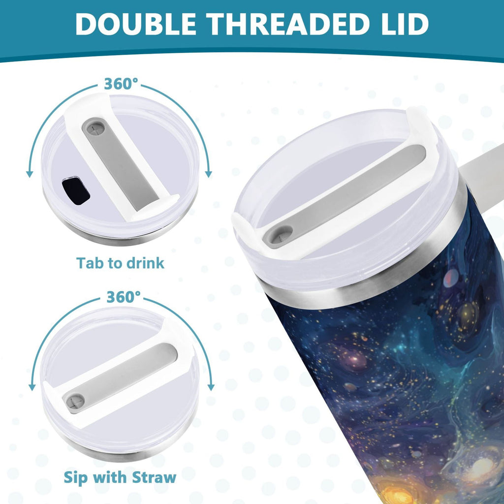 30 oz Insulated Stainless Steel Tumbler Double Wall Stainless Steel Tumbler with 2-Way Drinking Vibrant and Colorful Universe M453M